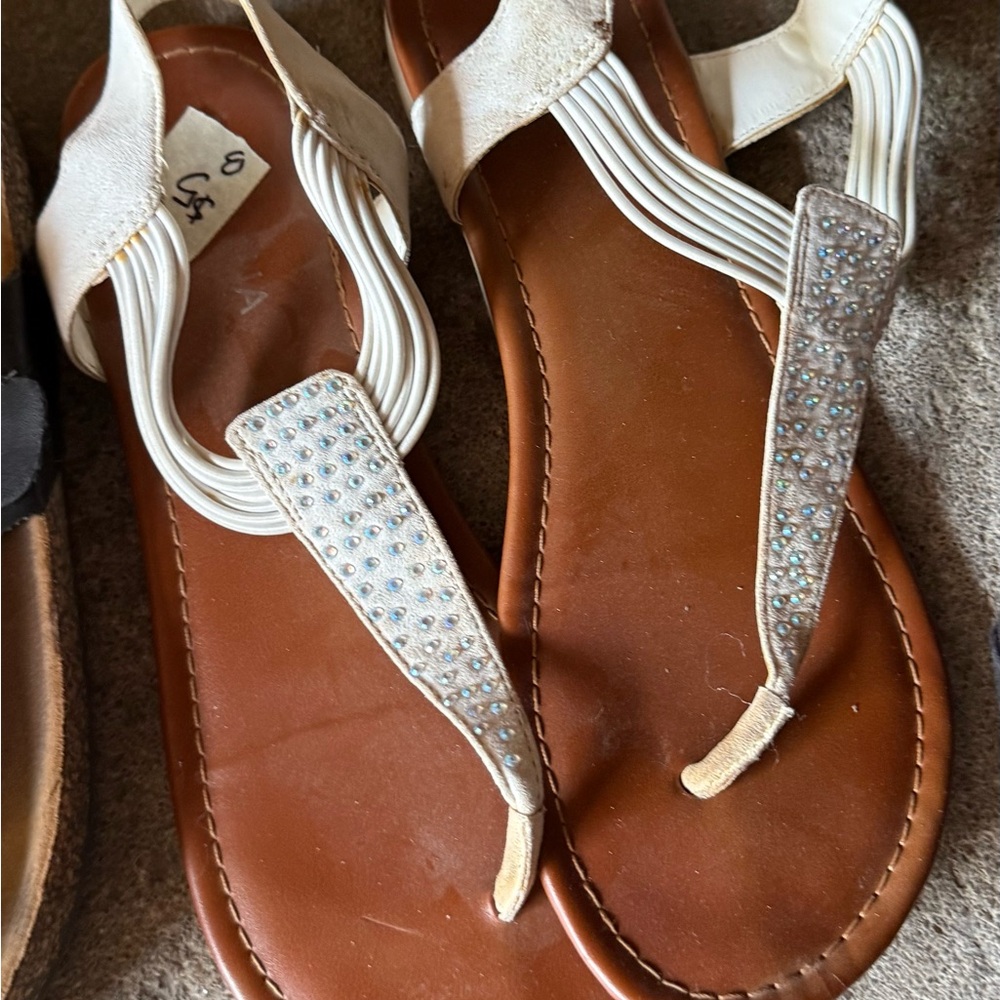 Elegant White and Brown Women's Sandals